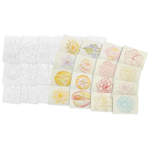 [5804 R] Flowers Rubbing Plates Pack of 16