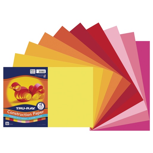 [102948 PAC] Warm Assorted 12" x 18" Construction Paper 50 Sheets