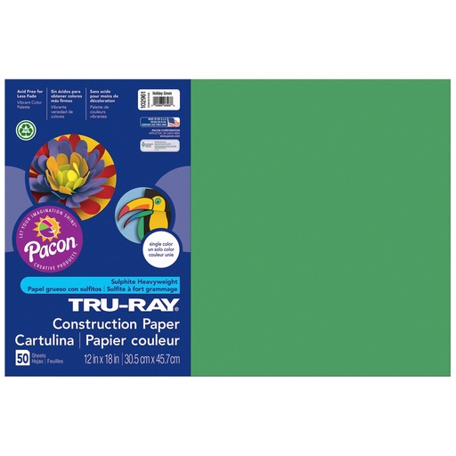 [102961 PAC] Holiday Green 12" x 18" Construction Paper 50 Sheets