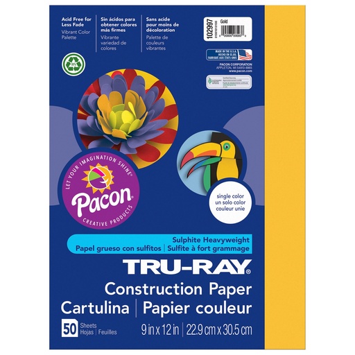 [102997 PAC] Gold 9" x 12" Construction Paper 50 Sheets