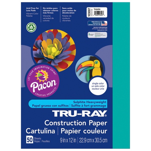 [103007 PAC] Turquoise 9" x 12" Construction Paper 50 Sheets