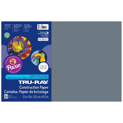 [103060 PAC] Slate 12" x 18" Construction Paper 50 Sheets