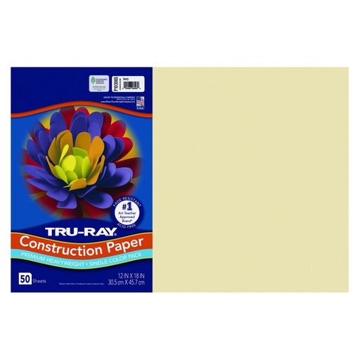 [103065 PAC] Ivory 12" x 18" Construction Paper 50 Sheets