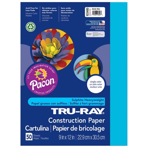 [103400 PAC] Atomic Blue 9" x 12" Construction Paper 50 Sheets