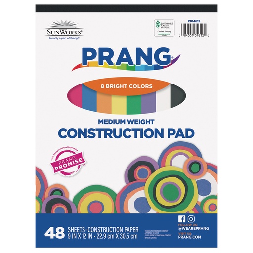 [104612 PAC] Assorted 9" x 12" Construction Paper Pad 48 Sheets