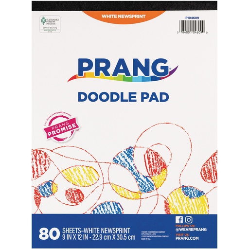 [104609 PAC] White 9" x 12" Doodle Pad 80 Sheets