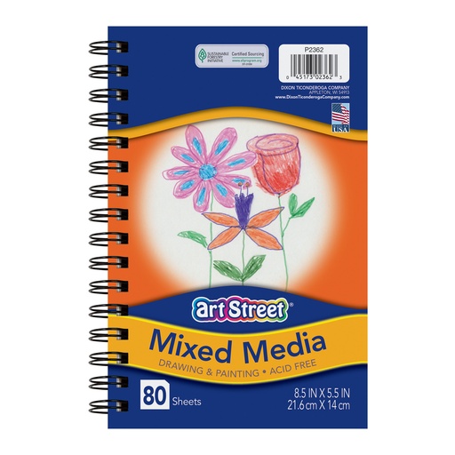 [2362 PAC] Heavyweight 8 1/2" x 5 1/2" Mixed Media Journal 80 Sheets