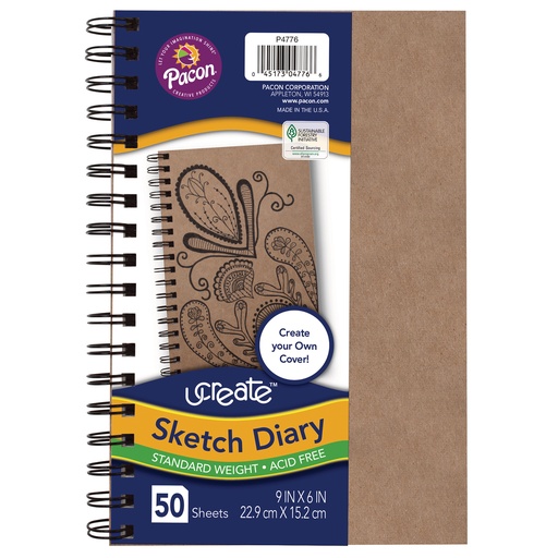 [4776 PAC] Natural Chip Cover 9" x 6" Create Your Own Cover Sketch Diary