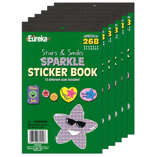 [609400-6 EU] Stars & Smiles Sparkle Sticker Books 6ct