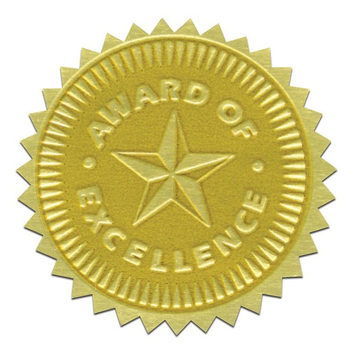 [VA373 H] Award of Excellence Gold Foil Embossed Seals