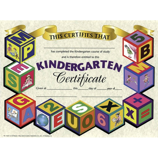 [VA501 H] Kindergarten Certificates Pack of 30