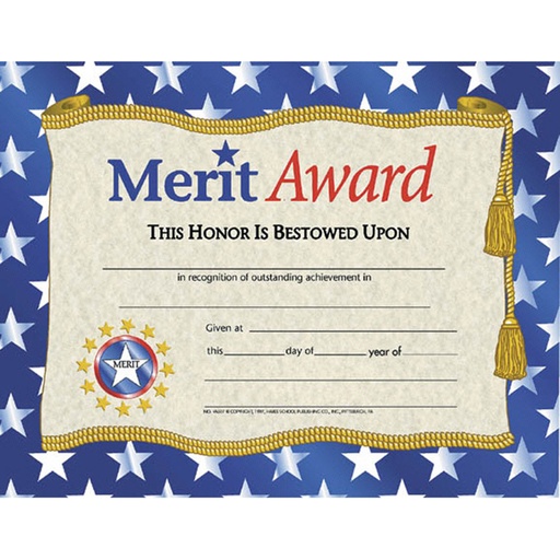 [VA507 H] Merit Award Certificates Pack of 30