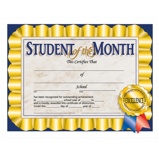 [VA528 H] Student of the Month Certificates Pack of 30