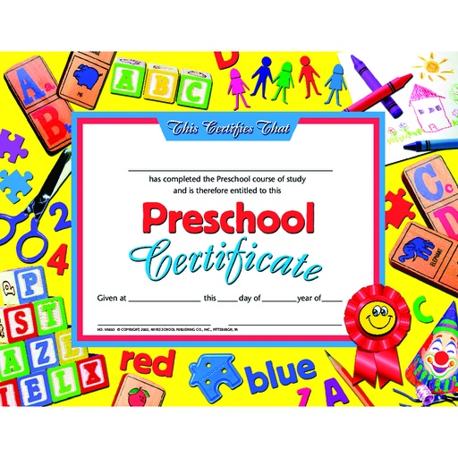 [VA605 H] Preschool Certificates Pack of 30