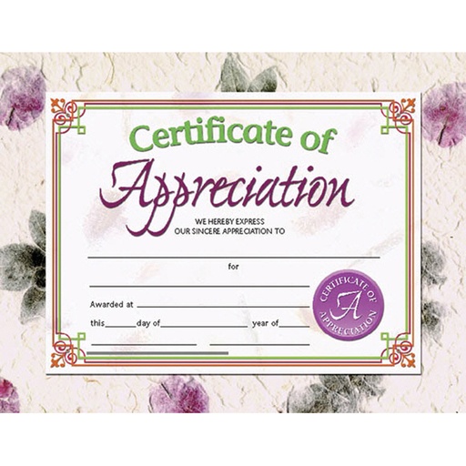 [VA614 H] Certificate of Appreciation Pack of 30