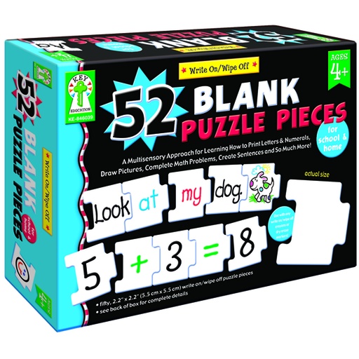 [KE846039  CD] Write-On/Wipe-Off: 52 Blank Puzzle Pieces Manipulatives Grade PK-2