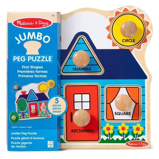 [2053 LCI] First Shapes Jumbo Knob Wooden Puzzle 5 Pieces