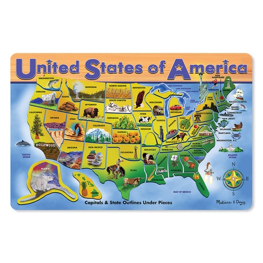 [3797 LCI] U.S.A. Map Wooden Puzzle