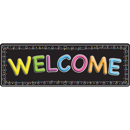 [91410 ASH] Welcome Chalk Loops Mat Runner 15.5" x 47"