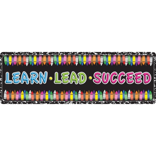 [91420 ASH] Learn, Lead, Succeed, Crayon Composition Mat Runner 15.5" x 47"