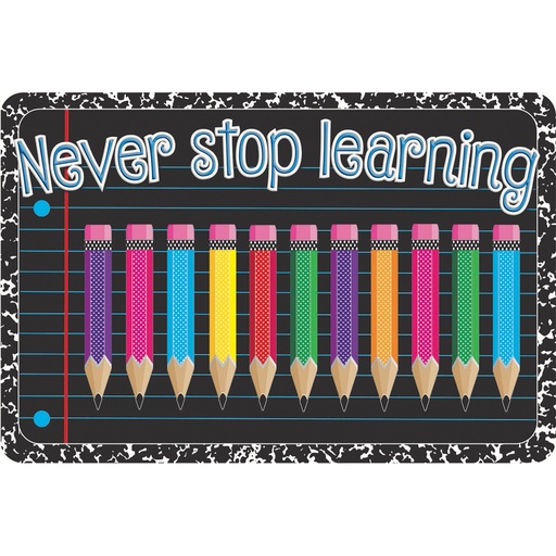 [91538 ASH] Never Stop Learning Welcome Mat 15.5" x 23.5"