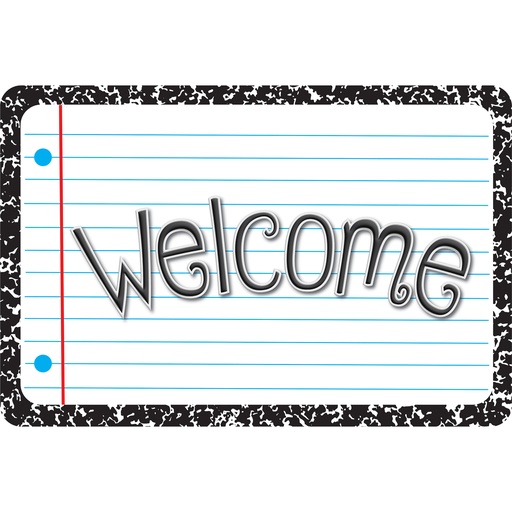 [91550 ASH] White Composition Welcome Mat 15.5" x 23.5"