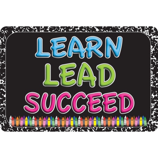 [91580 ASH] Learn, Lead, Succeed, Crayon Composition Welcome Mat 15.5" x 23.5"