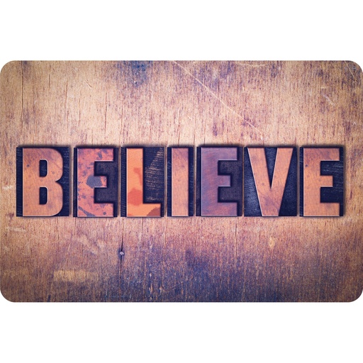 [91588 ASH] Believe Letterpress Welcome Mat 15.5" x 23.5"