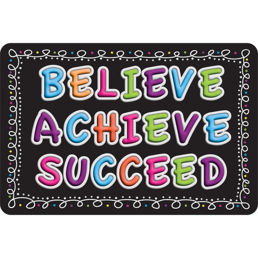 [91589 ASH] Believe, Achieve, Succeed, Chalk Loops Welcome Mat 15.5" x 23.5"