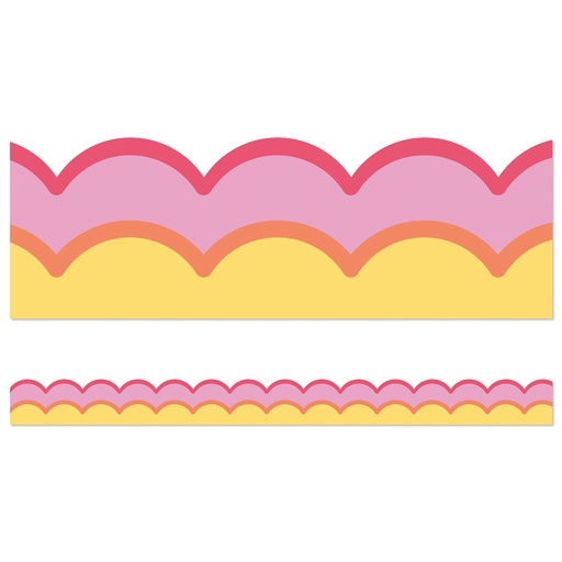 [108541 CD] Happily Ever Elementary Retro Remix Warm Waves Scalloped Bulletin Board Borders