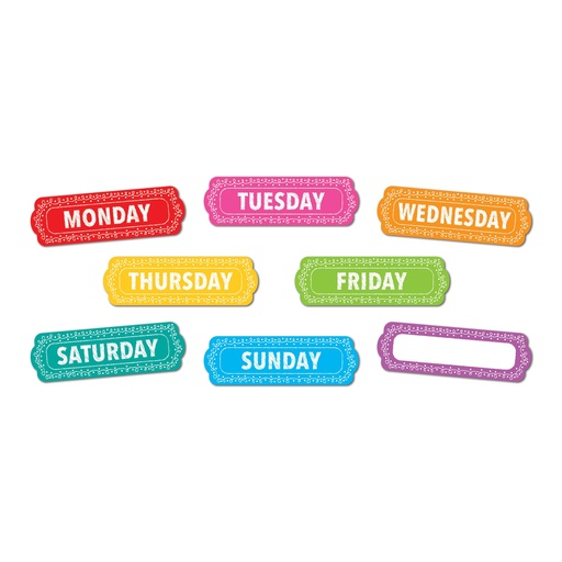 [19021 ASH] Chalk Loops Days of the Week Magnetic Die-Cut Timesavers & Labels 8 Pieces