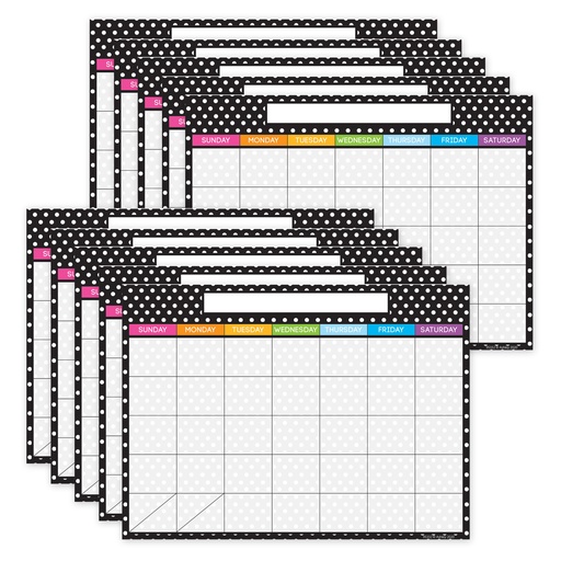 [95332-10 ASH] Black & White Dots Calendar 13" x 9 1/2" Smart Poly PosterMat Pals Pack of 10