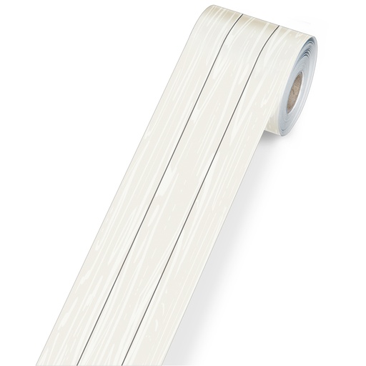 [108498 CD] White Wood Grain Rolled Straight Borders 65 Feet