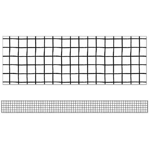 [108501 CD] Creatively Inspired Black & White Grid Straight Borders 36 Feet