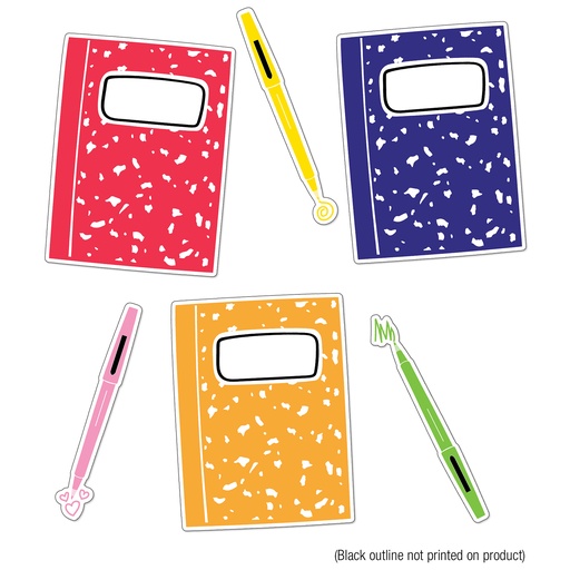 [120632 CD] Notebooks and Pens Cut-Outs Pack of 36