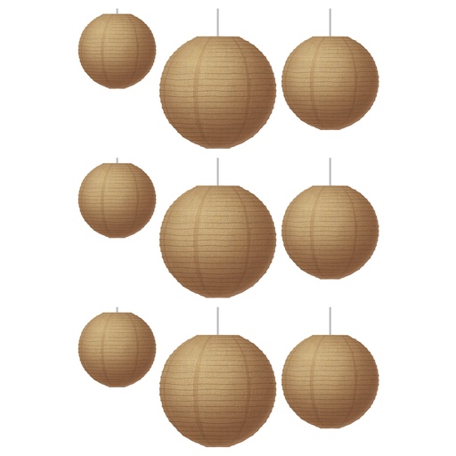 [77228-3 TCR] Burlap Design Paper Lanterns 9ct