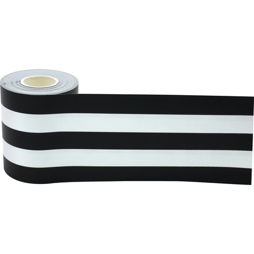 [8922 TCR] Black & White Stripes Straight Rolled Border Trim