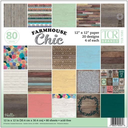 [5581 TCR] Farmhouse Chic 12" x 12" Project Paper