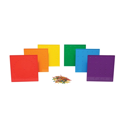 [7748 CTU] 5 x 5 Grid / 24 Pin Circular Array Double-Sided Geoboard Set of 6