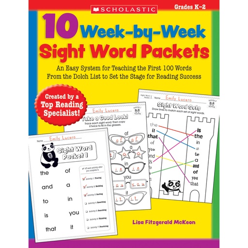 [204583 SC] 10 Week-by-Week Sight Word Packets Book