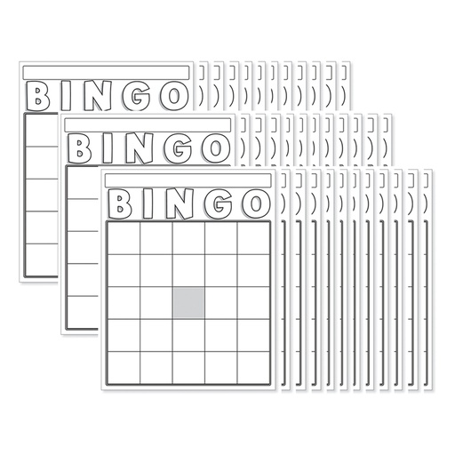 [87130 HG] White 7 1/2" x 8 3/4" Blank Bingo Cards Pack of 36