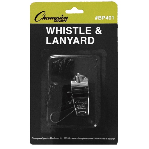 [BP401 CHS] Metal Whistle & Black Lanyard Pack