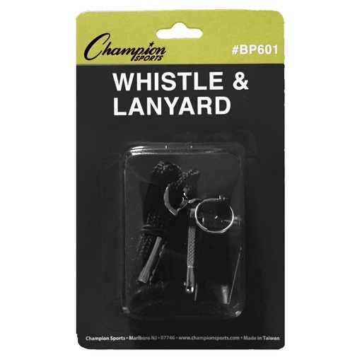 [BP601 CHS] Plastic Whistle & Black Lanyard Pack