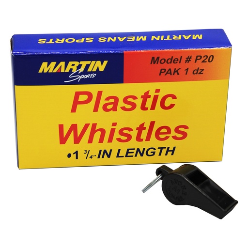 [P20 MAS] Black Plastic Whistles Set of 12