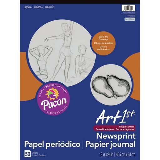 [3445 PAC] White 18" x 24" Newsprint Pad 50 Sheets