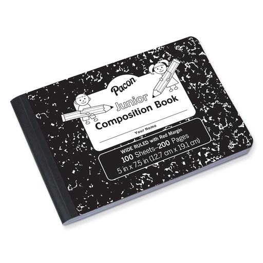 [MMK37090 PAC] 5" x 7 1/2" Junior 3/8" Ruled Black Marble Composition Book