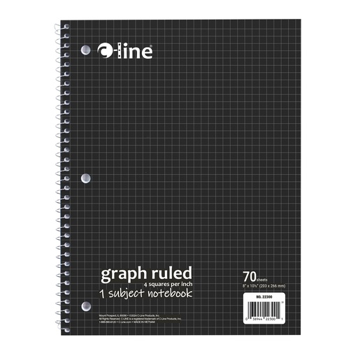 [22300 CL] Black 4 x 4 Graph Ruled 1-Subject Notebook