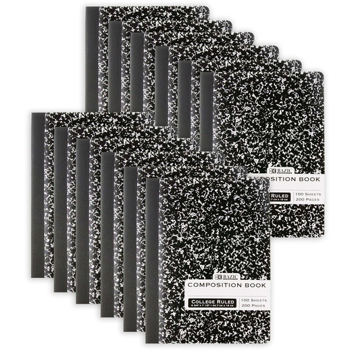 [5050-12 BAZ] College Ruled Black Marble Composition Books Pack of 12