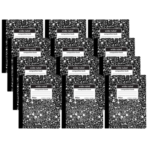 [22024-12 CL] Wide Ruled Black Marble Composition Notebooks Pack of 12