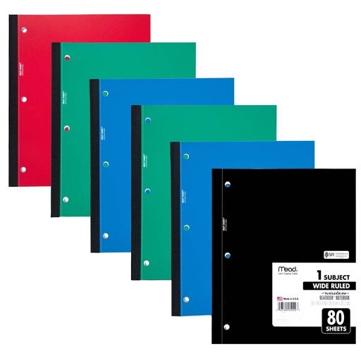 [05222-6 MEA] Wide Ruled 1-Subject Wireless Neatbook Notebooks Pack of 6